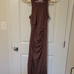 Mod REF Size small Brown Sleeveless Ruched Midi Dress